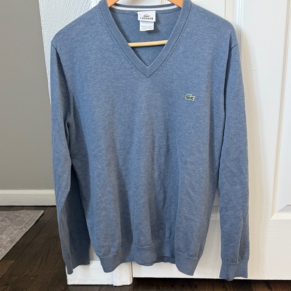 Lacoste Men's Gray V-Neck Sweater